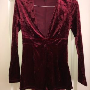 Forever 21 one piece shorts romper velvet